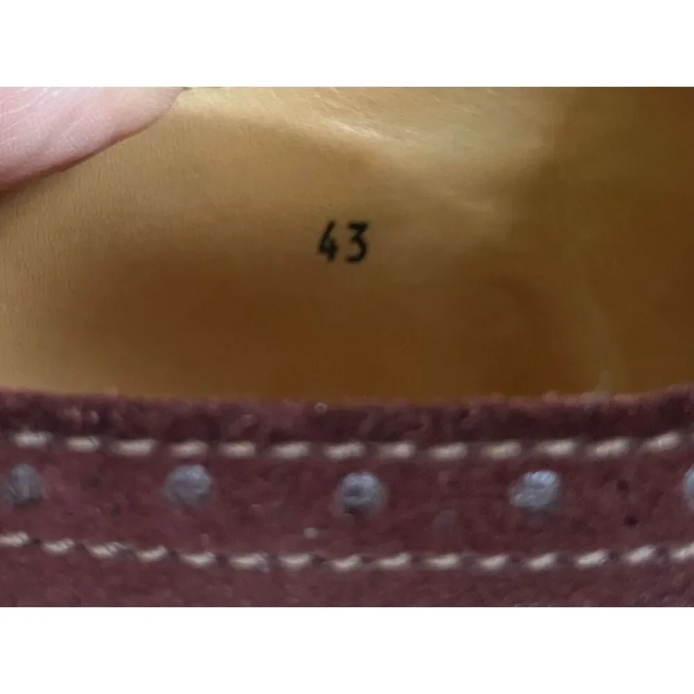 BRUNELLO CUCINELLI Maroon Suede Oxford Wingtip Brogue Derby Shoes  Mens Size 43